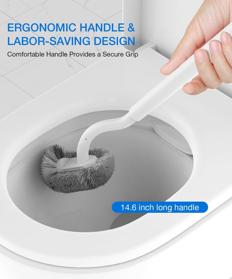 Compact Toilet Brush Set - Ergonomic White Toilet Bowl Brush With Holder for Bathroom RV Cleaning - Image 5