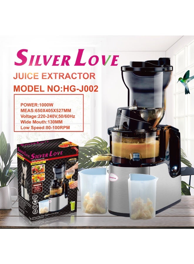 Silver Love Advanced Slow Juicer 80-100RPM Technology for Smooth Fresh Juice with Maximum Natural Flavor - Image 1