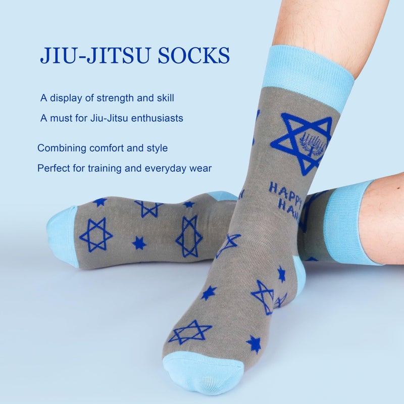 Jeasona Mens Funny Fun Crazy Funky Dress Crew Socks Gifts for Men Dad Grandpa (Multicolored Hanukkah Gifts 5 Pairs) - Image 5