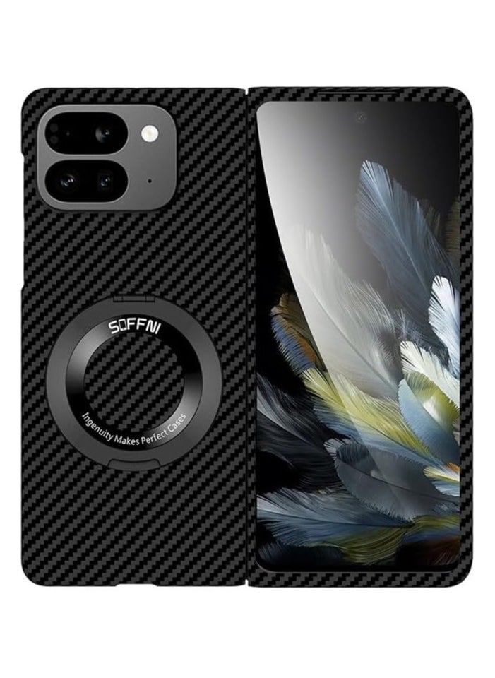 General - Compatible with Google Pixel 9 Pro Fold Case, Slim Hard PC Case [Compatible with Mag-Safe] Carbon Fiber Magnetic Cover with Stand for Google Pixel 9 Pro Fold - Image 1