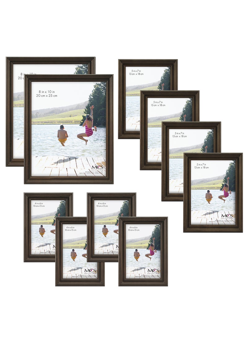 MCS MCS 10pc Picture Frame Value Set  Two 8x10 in Four 5x7 in Four 4x6 in Antique Pine Stain 65706 
