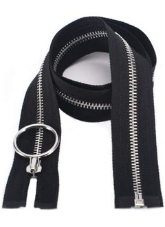 Generic Metal Zipper #5-Glossy Separating Jaket Zippers for Sewing 30 Inch-Heavy Duty Coats Zippers-VOC Zipper One Way Open Bottom-Black Tape with Sliver Teeth(30"1PCS)  - Image 2