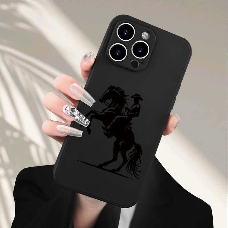 Mixed Color TPU Phone Case For iPhone 13 Pro Max Featuring Cowboy On Horseback Design - Image 3