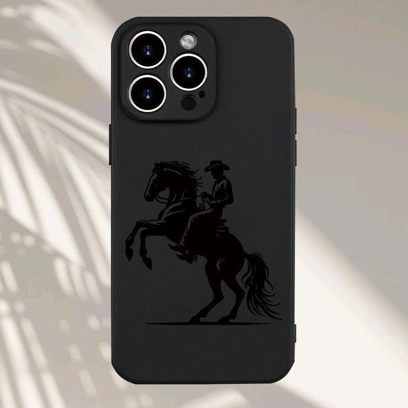 Mixed Color TPU Phone Case For iPhone 13 Pro Max Featuring Cowboy On Horseback Design - Image 1