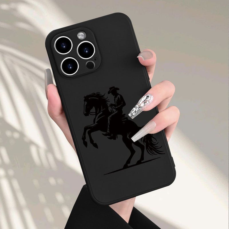 Mixed Color TPU Phone Case For iPhone 13 Pro Max Featuring Cowboy On Horseback Design - Image 2
