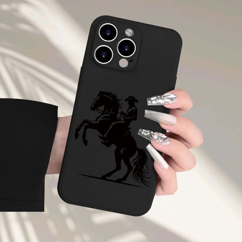Mixed Color TPU Phone Case For iPhone 13 Pro Max Featuring Cowboy On Horseback Design - Image 4