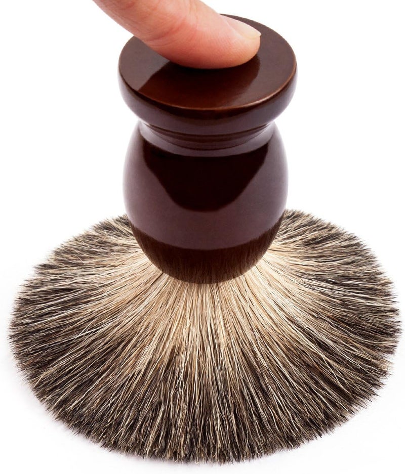 QSHAVE 100 Best Original Pure Badger Hair Shaving Brush Handmade Real Wood Base Perfect for Wet Shave Safety Razor Double Edge Razor - Image 4