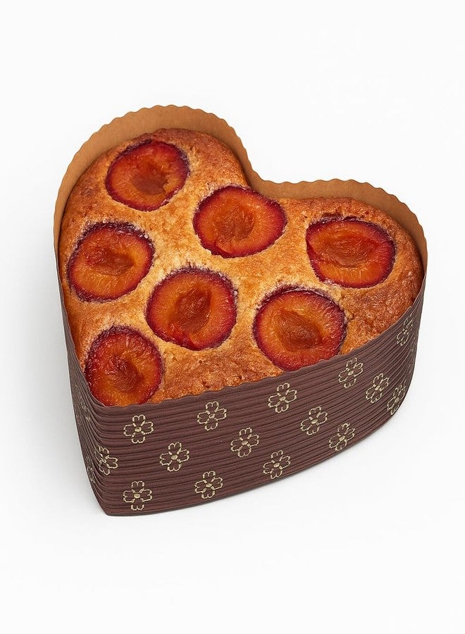 Esslly Heart Paper Cake Moulds 500g | 10-Pack | Brown Floret | 17.5x17.5x4.5cm | Oven, Microwave & Freezer Safe | Corrugated, Eco-Friendly, No Greasing Needed - Image 4