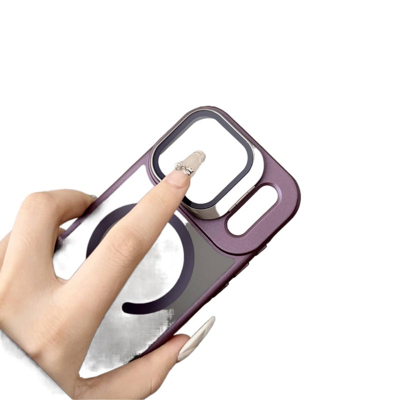 غطاء MagSafe بPC لـ iPhone 14 / 14 Plus / 14 Pro / 14 Pro Max باللون بنفسجي مغناطيسي بوظيفة حامل مع حامل قائم ومغناطيس قوي مع ملمس غير لامع مع تغطية كاملة للاستخدام المنزلي للسفر - Image 4