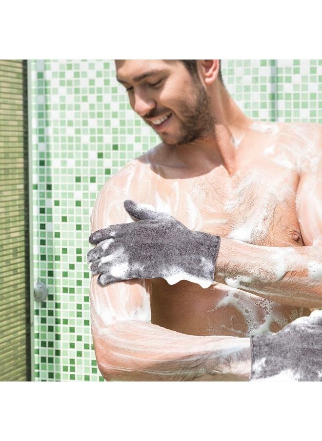 MIG4U - Shower Exfoliating Scrub Gloves Medium to Heavy Bathing Gloves Body Wash Dead Skin Removal Deep Cleansing Sponge Loofah for Women and Men 1 Pair Gray - Image 1