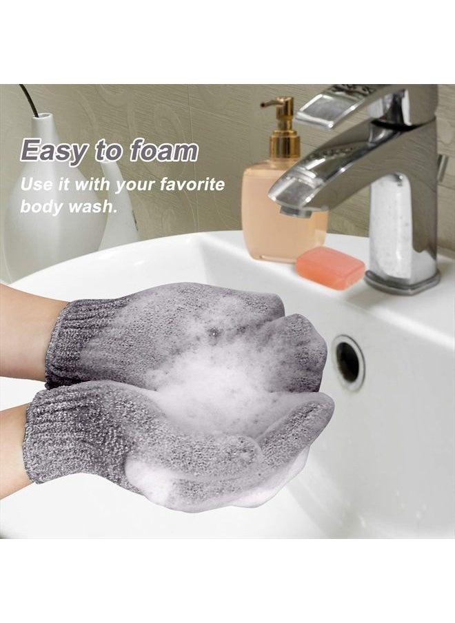 MIG4U - Shower Exfoliating Scrub Gloves Medium to Heavy Bathing Gloves Body Wash Dead Skin Removal Deep Cleansing Sponge Loofah for Women and Men 1 Pair Gray - Image 1