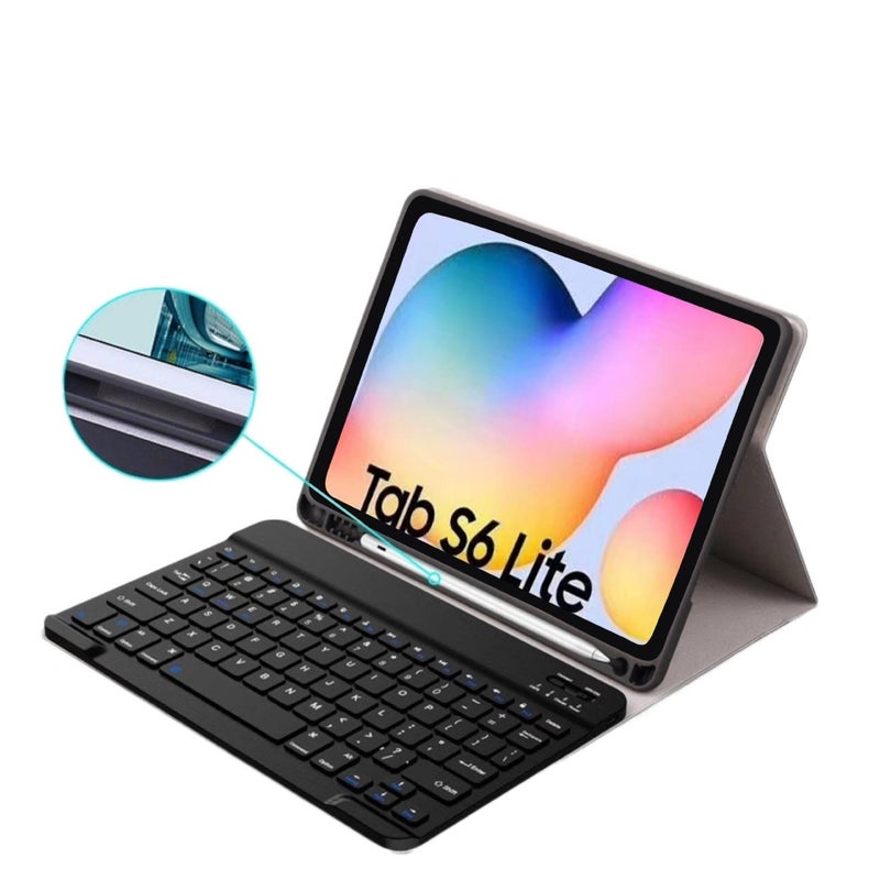 DGG Rose Gold Samsung Tab Keyboard Case Compatible with Samsung Galaxy Tab S6 Lite with Protective Cover Stand Function and Daily Tablet Carry - Image 2