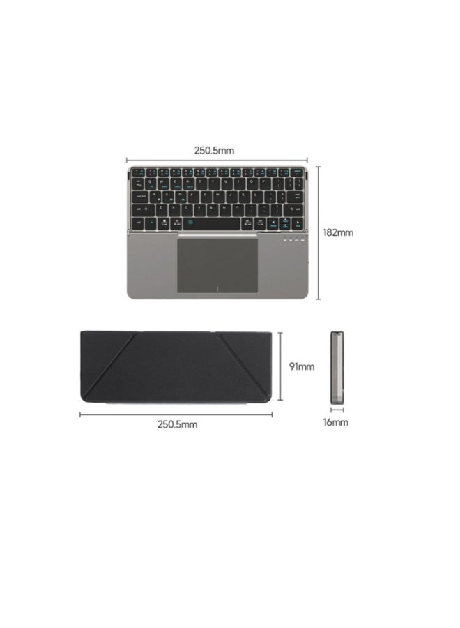 BlueFire 2-in-1 Foldable Bluetooth Keyboard with Touchpad & Magnetic Stand Case | Wireless Portable Keyboard for iPad, iPhone, Android Tablets, Windows PC & MacBook | Multi-Device Rechargeable Travel Keyboard with BT 5.0 - Gray - Image 2