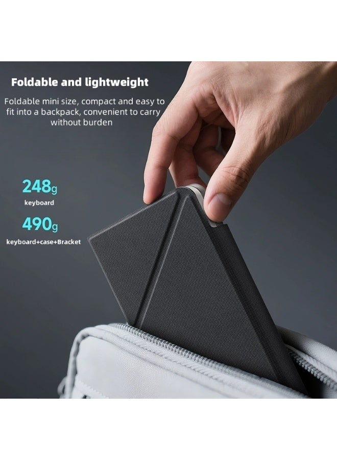 BlueFire 2-in-1 Foldable Bluetooth Keyboard with Touchpad & Magnetic Stand Case | Wireless Portable Keyboard for iPad, iPhone, Android Tablets, Windows PC & MacBook | Multi-Device Rechargeable Travel Keyboard with BT 5.0 - Gray - Image 3