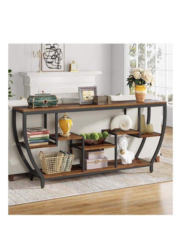 NKX Side Table with Storage Shelves, Narrow Long Console Table for Entryway, Living Room Hallway - Image 3