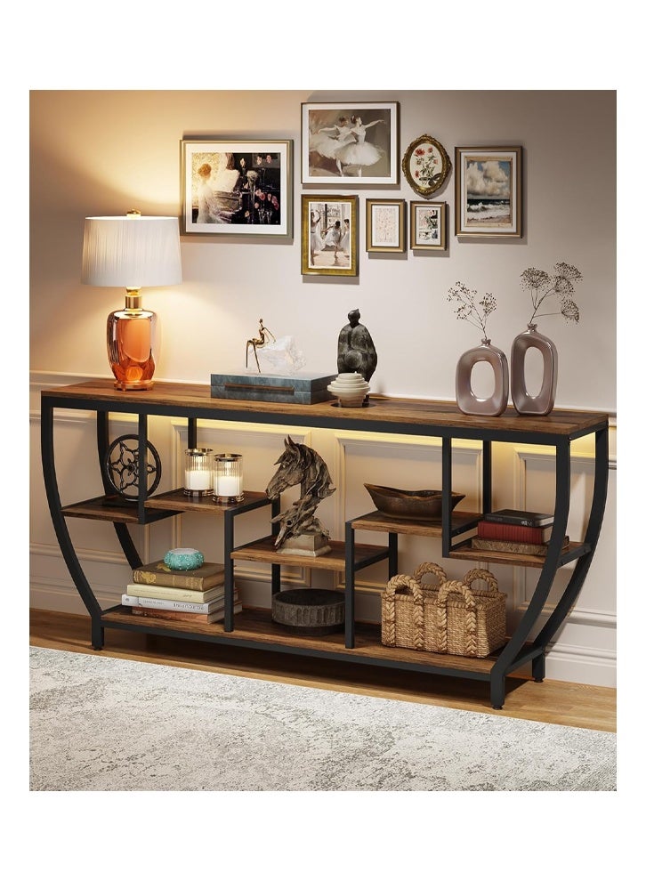 NKX Side Table with Storage Shelves, Narrow Long Console Table for Entryway, Living Room Hallway - Image 1