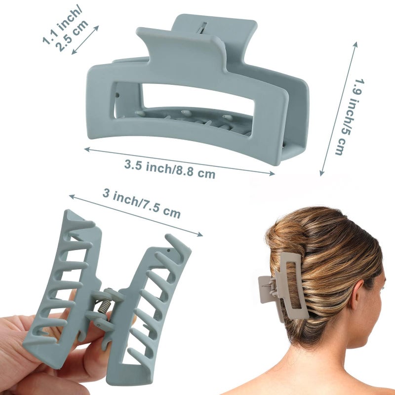 Auseibeely 6 Pack Square Claw Clips, Hair Clip for Women Girls, 3.5" Medium Non-slip Hair Clips, Rectangular Claw Clip,Strong Hold Matte Jaw Claws for Thin/Medium, Christmas Gifts - Image 4