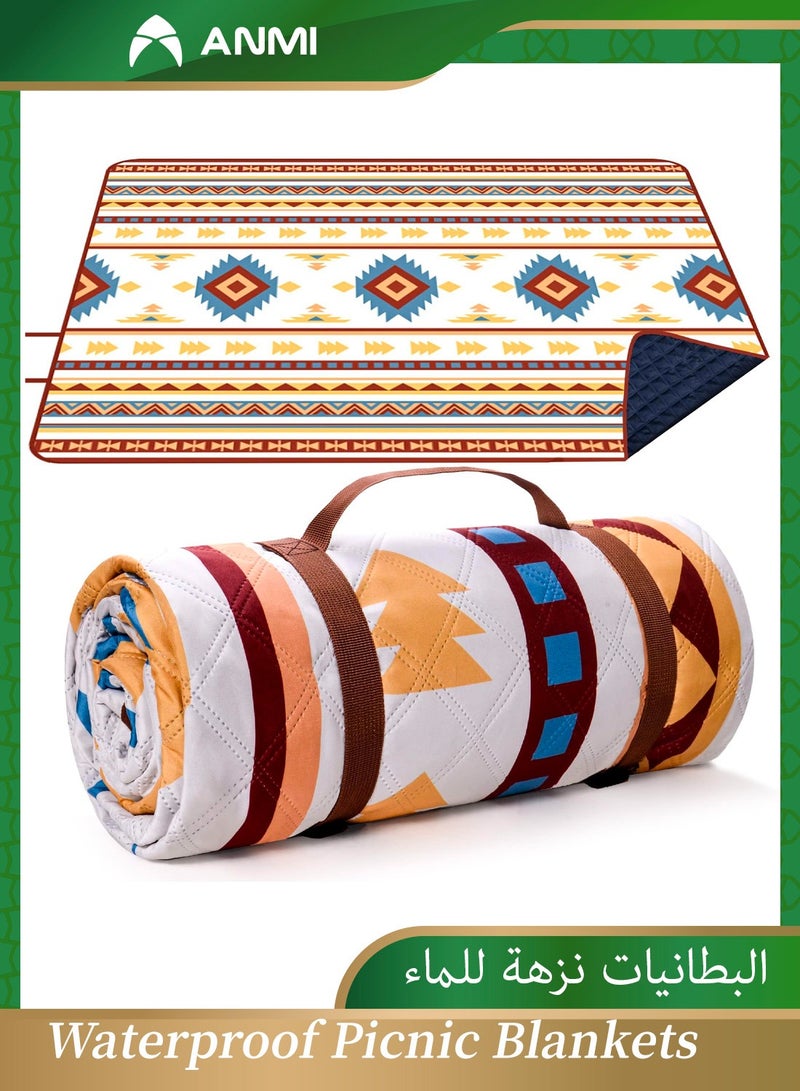 Anmi Outdoor Picnic Blankets Waterproof, for The Beach, Camping Travelling on The Grass, Park Blanket, Rolling Up Packaging, Portable Carrying, Picnic Mat for Family Holiday, Garden Seattle Style - Image 1