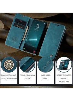 CaseMe for Samsung S22 Plus Flip Wallet Leather Cover with Card Holder (Green)  - Image 3