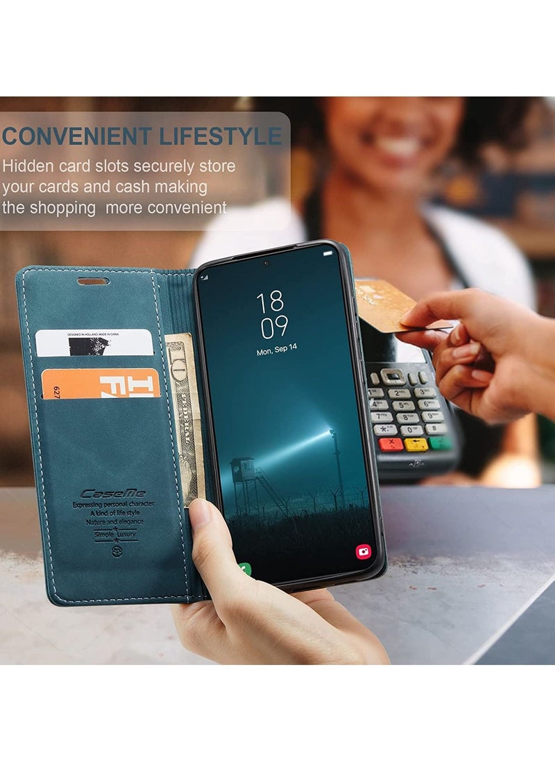 CaseMe for Samsung S22 Plus Flip Wallet Leather Cover with Card Holder (Green)  - Image 4