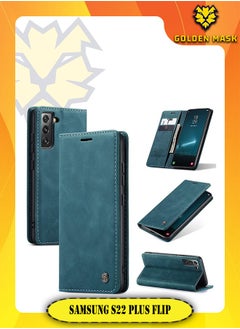 CaseMe for Samsung S22 Plus Flip Wallet Leather Cover with Card Holder (Green)  - Image 1