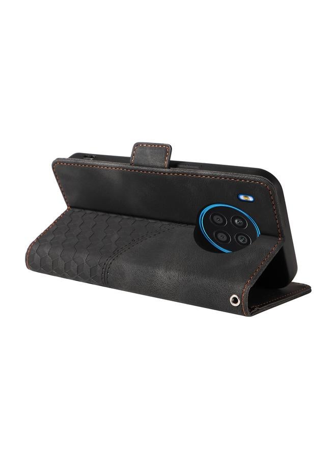 Green Tiger Case For Honor 50 Lite Embossed Rhombus Starry Leather Phone Case - Image 5