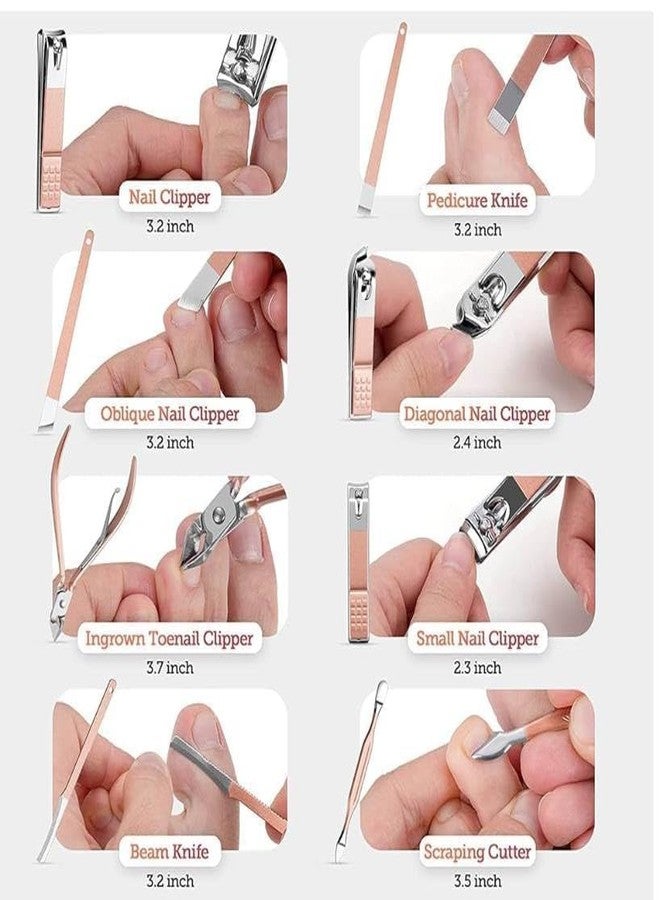 WEZOSHINET Manicure Set Professional Nail Clippers Pedicure Kit, 18 pcs Stainless Steel Nail Care Tools Grooming Kit with Luxurious Travel Leather Case for Thick Nails Men Women Gift (Rose Gold) - Image 4