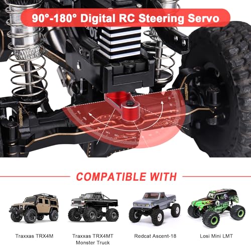 HobbyPark Waterproof 10kg RC Micro Servo High Torque Coreless Motor Metal Gears for 1/18 TRX4M Steering Servo & Sub-Micro Shift Servo TRX4 SCX10 1/10 RC Crawler Car Robot Digital Programmable 180° - Image 2