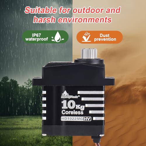 HobbyPark Waterproof 10kg RC Micro Servo High Torque Coreless Motor Metal Gears for 1/18 TRX4M Steering Servo & Sub-Micro Shift Servo TRX4 SCX10 1/10 RC Crawler Car Robot Digital Programmable 180° - Image 3