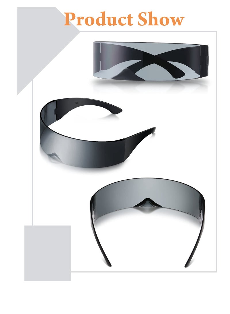 SYOSI 6 Pieces 80s Futuristic Cyclops Visor Sunglasses with Semi Translucent Back to Future Inspired Costume Futuristic Wrap Visor Sun Glasses for Men Women Cyclops Futuristic Style - Image 5