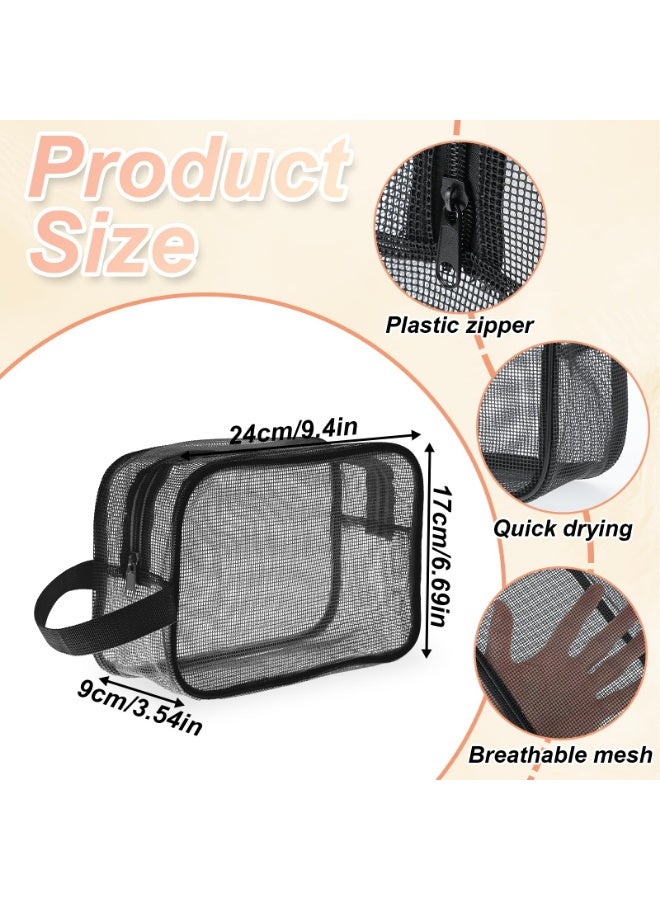Medium Black Quick Dry Mesh Shower Caddy Bag, Portable Rectangle Toiletry Organizer for Gym, Travel, Camping, Dorm & Bathroom Storage - Image 2