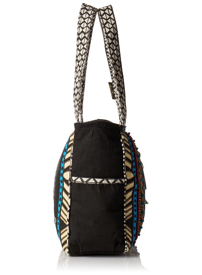 Zeckos Laurel Burch 15 1/2 x 4 1/2 x 10-inch Spotted Cats Medium Tote Zipper Top - Image 3