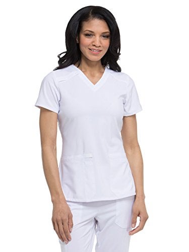 Dickies EDS Essentials Scrubs, V-Neck Womens Tops with Four-Way Stretch and Moisture Wicking DK615, M, White - Image 4
