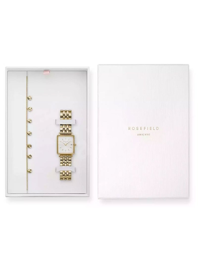 RoseField The Boxy Xs White Steel and Multi Liquid Charms Bracelet Gold ladies Watch BMWLBG-X241  - Image 3