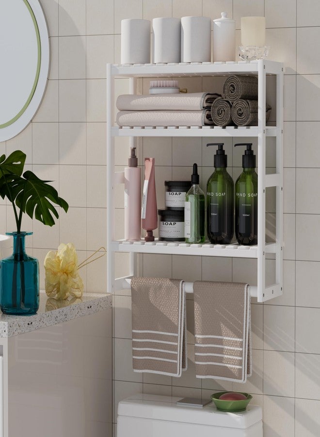 PPN Towel Rack Bathroom Storage Shelves Over The Toilet with Towel Bar 100% Bamboo Adjustable Height Floating Shelf Wall Shower Shelf for Small Space Updated Painting - Image 1