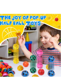 Excefore Rubber Sport Ball, 50PCS Half Ball Toys, 90s Toys for Boys and Girls, Birthday Party Favors, Classroom Awards, Goodie Bag Fillers(Multi-Colors)  - Image 3