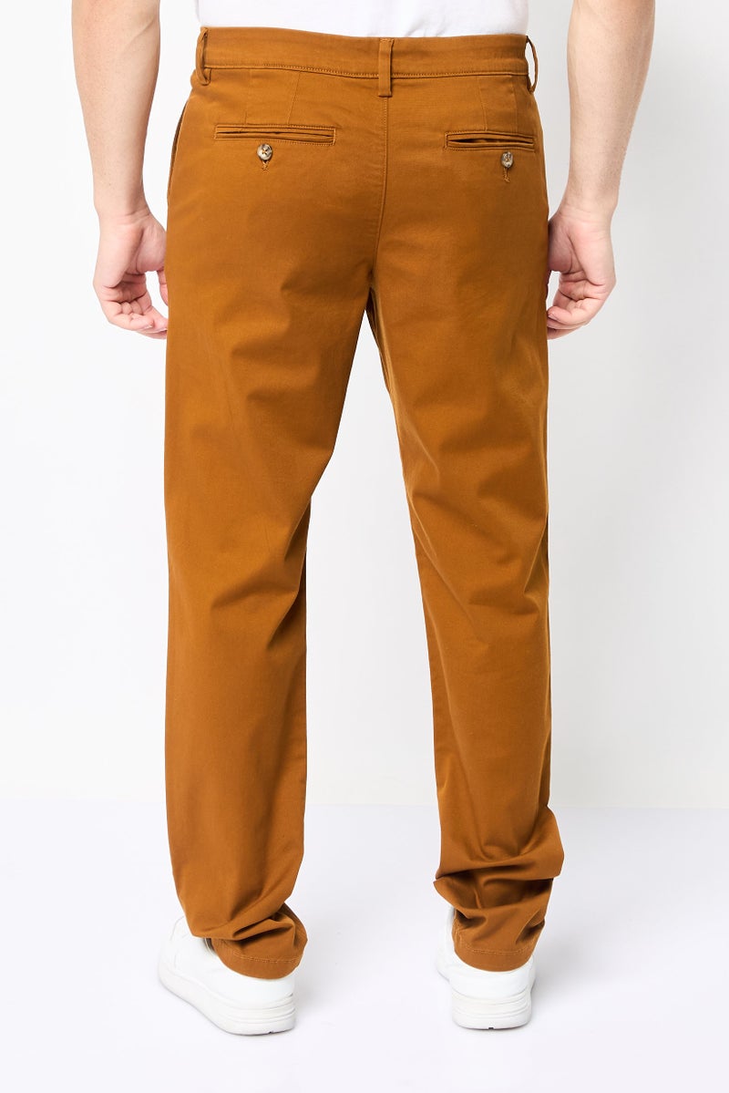 Selected Homme Men Slim Fit Solid Chino Pants, Brown  - Image 4