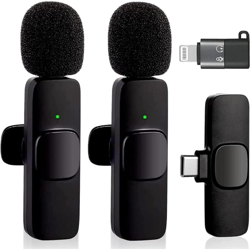 ZAMZIN K9 Wireless Microphone Set, USB-C & Lightning Adapter, Auto Noise Reduction, Multi-Channel Mixing, Interview Mic with Reverb, Rechargeable & Versatile Lapel Mic for Mobile - Image 1