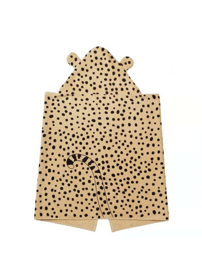 منشفة أطفال بغطاء للرأس – بني فاتح بنقشة الفهد، ‎70×140‎ سم - Image 2