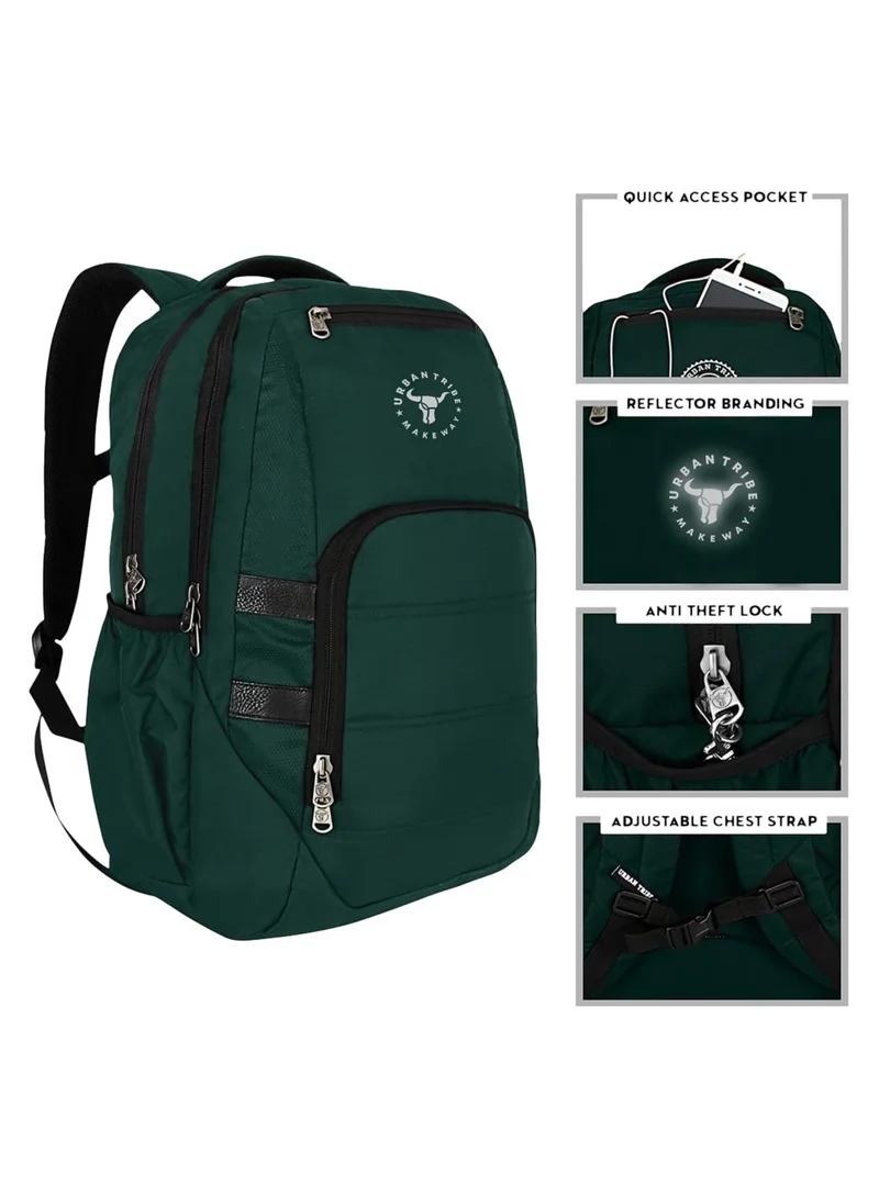 إربان ترايب URBAN TRIBE Accelerator 15.6 Inch| Water Repelent |30 Litres | Laptop backpack for men and women, Green, M, Backpack