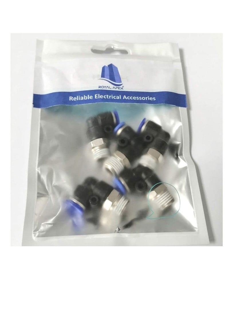 PU Pipe & Fittings Polyurethane | Pneumatic Pipe Push in to Connect Fittings (Male Elbow - Pack of 5, 6mmx3/8") - Image 1