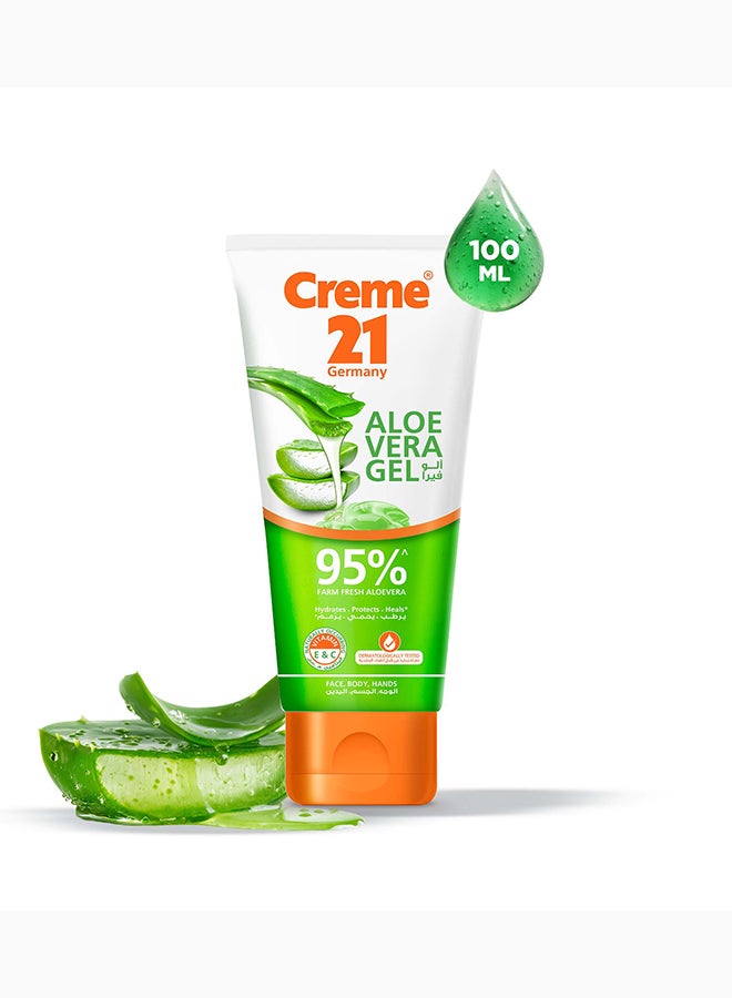 Creme 21 جل الألوة فيرا | مرطب ألوة فيرا نقي 95% | فيتامينات C و E الطبيعية | جل متعدد الاستخدامات للوجه واليدين والجسم | صنع في ألمانيا - Image 1