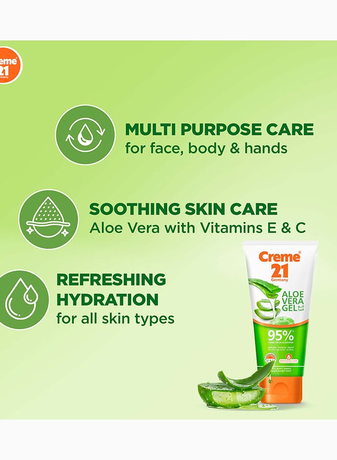 Creme 21 جل الألوة فيرا | مرطب ألوة فيرا نقي 95% | فيتامينات C و E الطبيعية | جل متعدد الاستخدامات للوجه واليدين والجسم | صنع في ألمانيا - Image 4