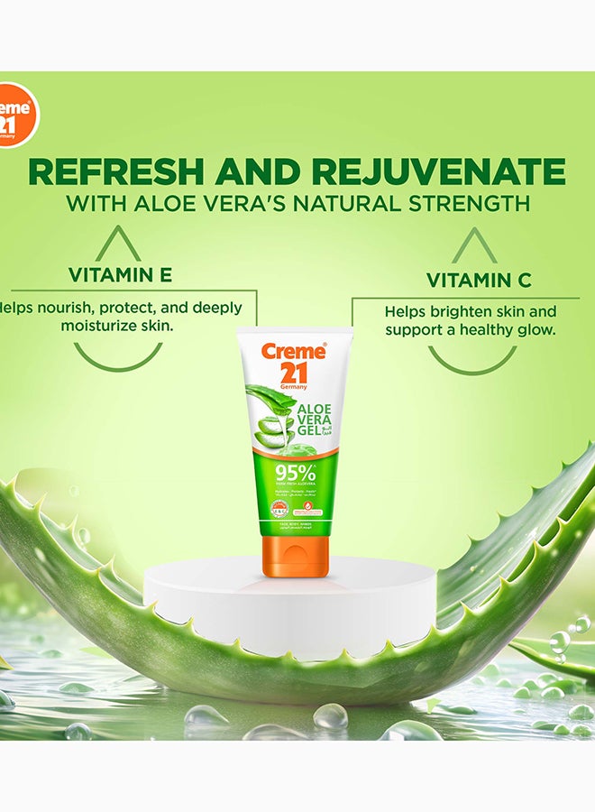 Creme 21 جل الألوة فيرا | مرطب ألوة فيرا نقي 95% | فيتامينات C و E الطبيعية | جل متعدد الاستخدامات للوجه واليدين والجسم | صنع في ألمانيا - Image 2