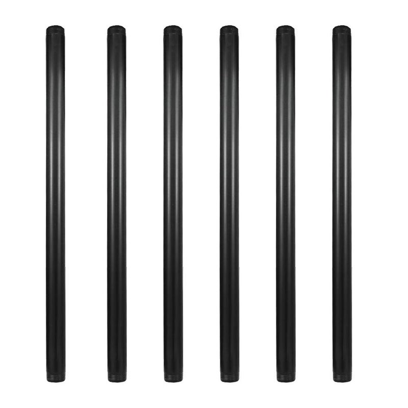 GeilSpace 6 Pack 18" Pre-Cut Black Metal Pipe, Industrial Steel Fits Standard Three Quarters Inch Black Threaded Pipes and Fittings - Vintage DIY Industrial Shelving (3/4" Ã— 18")
