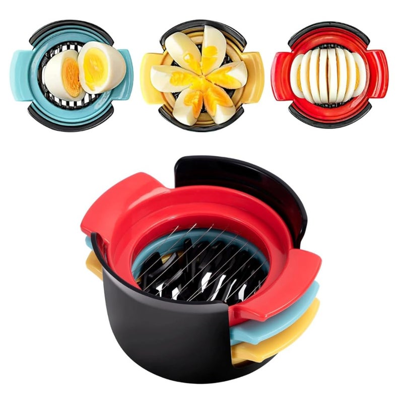 DLEST Egg Cutter 3 in 1 Slice SoftBoiled Eggs and Fruit Salad with Plastic Stainless Steel Blades Easy to Cut Multifunction Slicer for Kitchen - Image 1