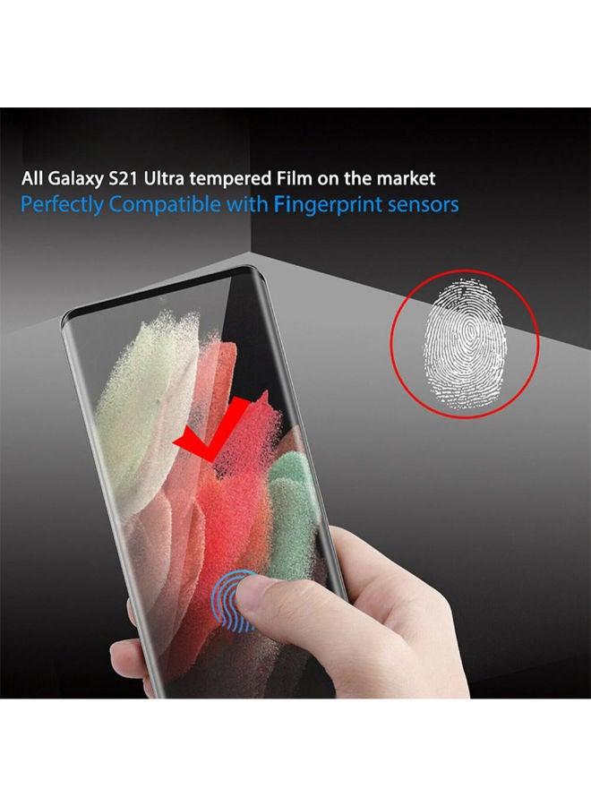 SHOPI Full Glue Tempered Glass Screen Protectors For Samsung Galaxy S22 Ultra Plus 5G No Hole Fingerprint Unlock  - Image 2