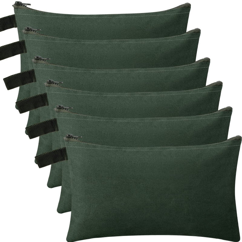 Eccliy 12 Pcs Canvas Tool Bag Pouch 16 oz Heavy Duty Zipper Pouch Bag 1181 x 787 Inch Utility Multipurpose Tote Organizer with Dependable Zipper Storage Organizer for Tool OrganizationArmy Green