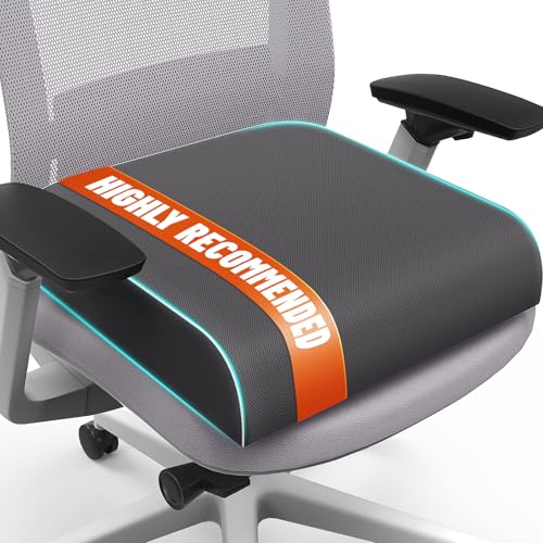 SweetSlubr Seat Cushion for Tailbone Pain Relief Office Chair Cushion Memory Foam Large Chair Cushion with NonSlip Cover for Soft Support at Office Chair Car Seat Airplane GreyLarge - Image 1
