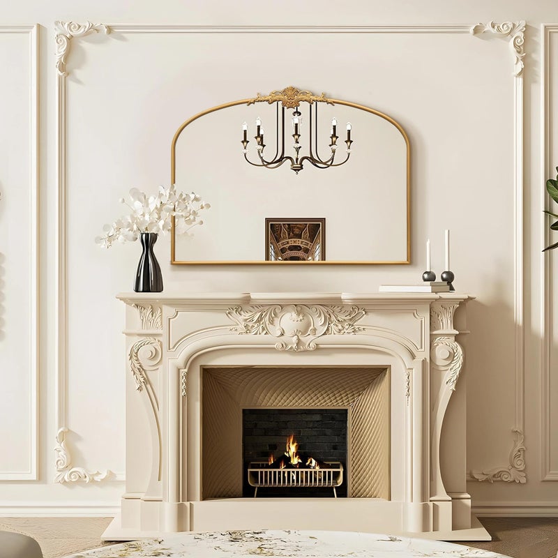 Besdomus Antique Arched Gold Mirror: 40"x29" Large Gleaming Gold Vintage Wall Mounted Mirror - Baroque Traditional Ornate for Bedroom/Bathroom/Fireplace/Entryway - Home Decor for Homemakers - Image 5